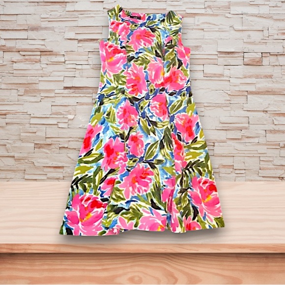 AGB Dresses & Skirts - AGB Pink and Green Mock Neck Floral Print Sundress